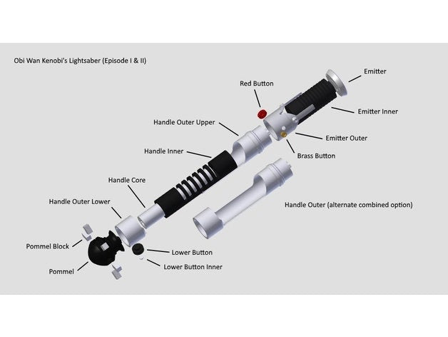 Obi-Wan Kenobi's Ep. 1 & 2 Lightsaber | No Paint Required | 3D Printed | Galaxy's Edge | Clone Wars |Lightsaber Display Mount, Desk, or Wall