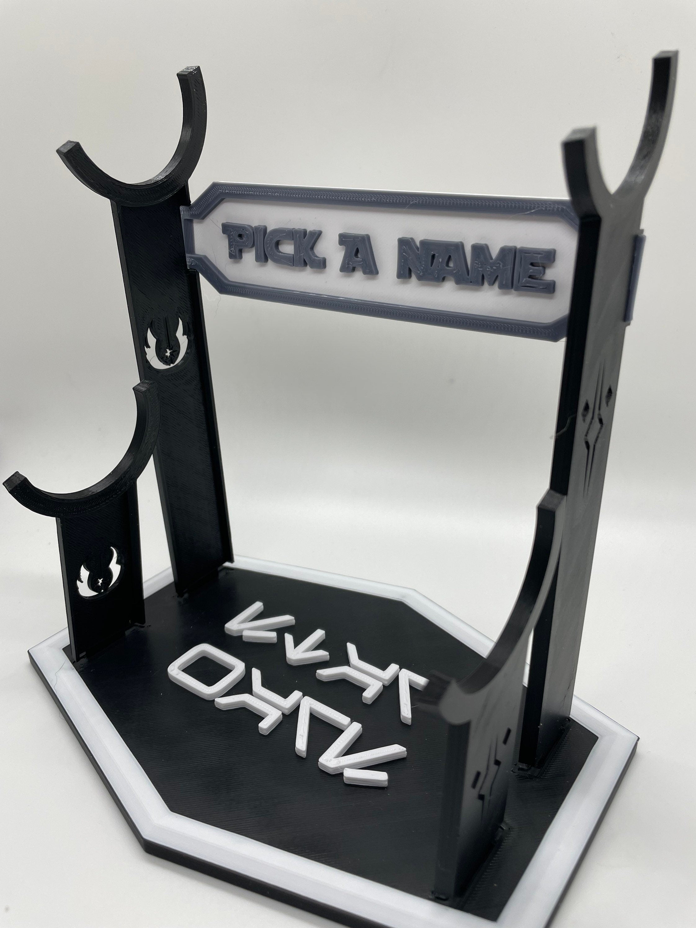 Lightsaber Holder Desk Shelf Display | 3D Printed | Galaxy's Edge | Savi's Workshop | Custom | Fancave | Mancave | Legacy Lightsaber |Kyber
