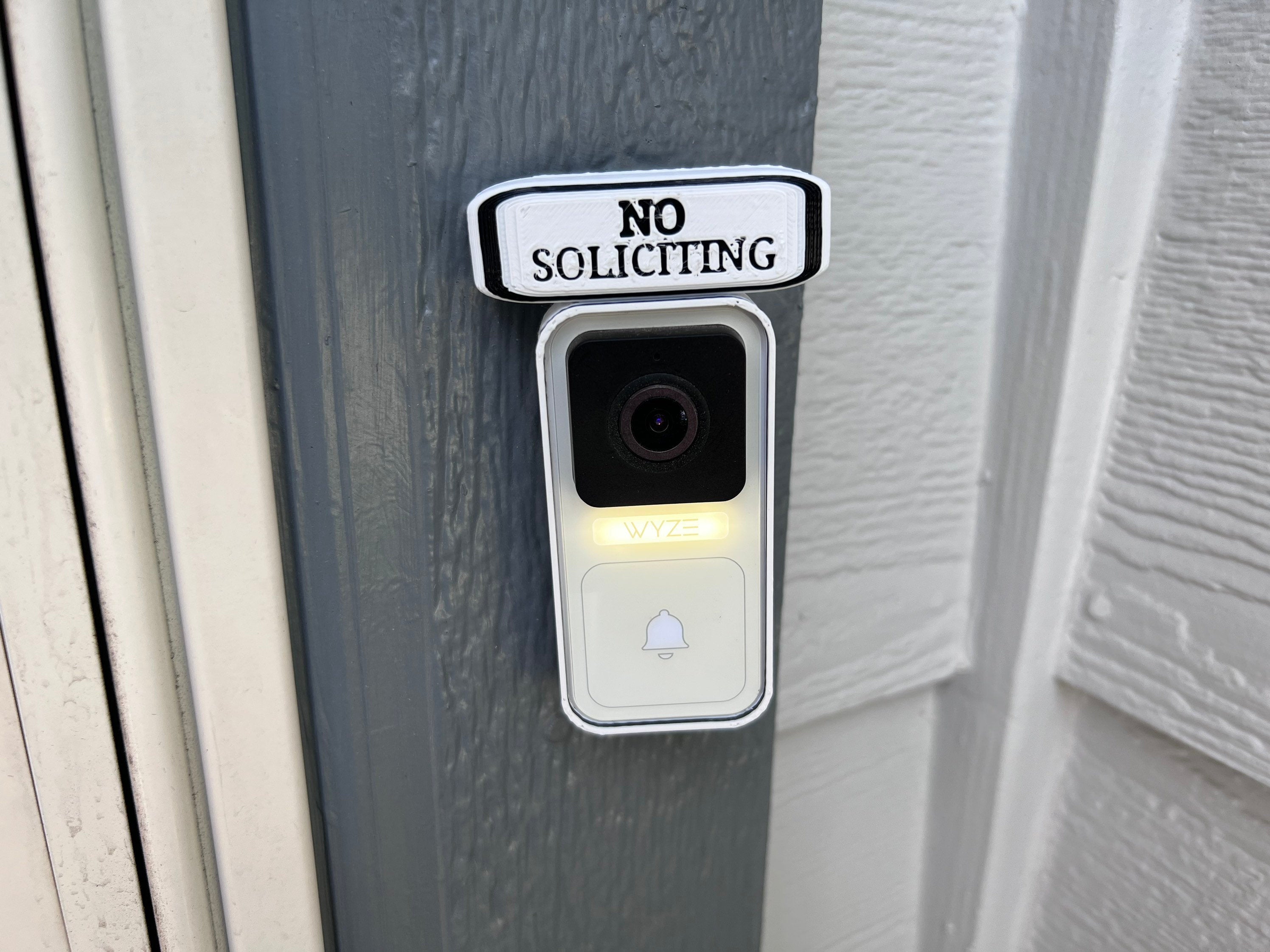 No Soliciting Sign | Wyze Doorbell Frame | Wired