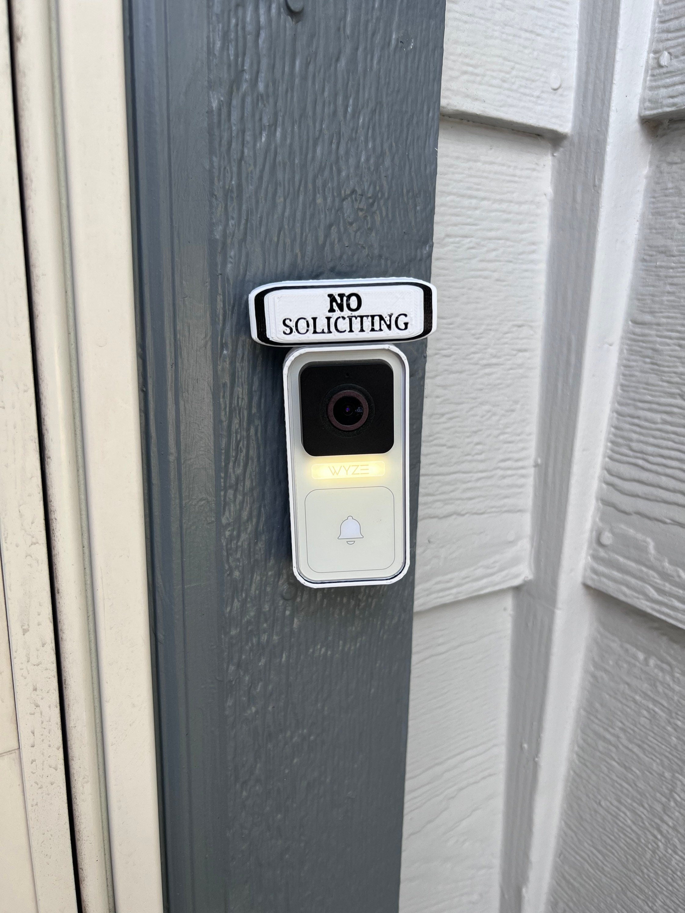 No Soliciting Sign | Wyze Doorbell Frame | Wired