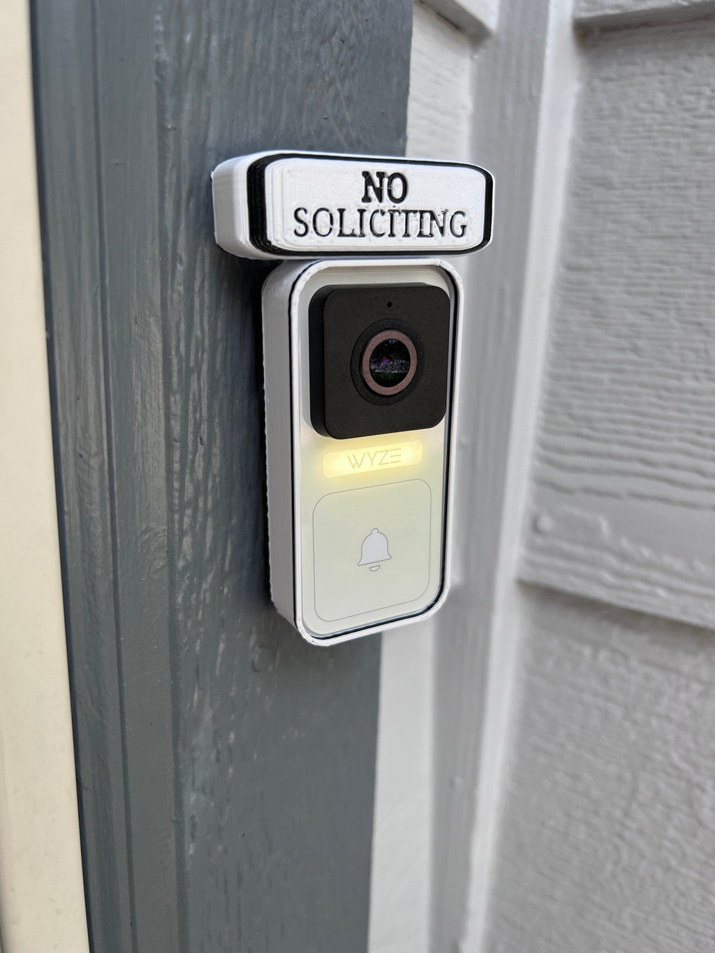 No Soliciting Sign | Wyze Doorbell Frame | Wired