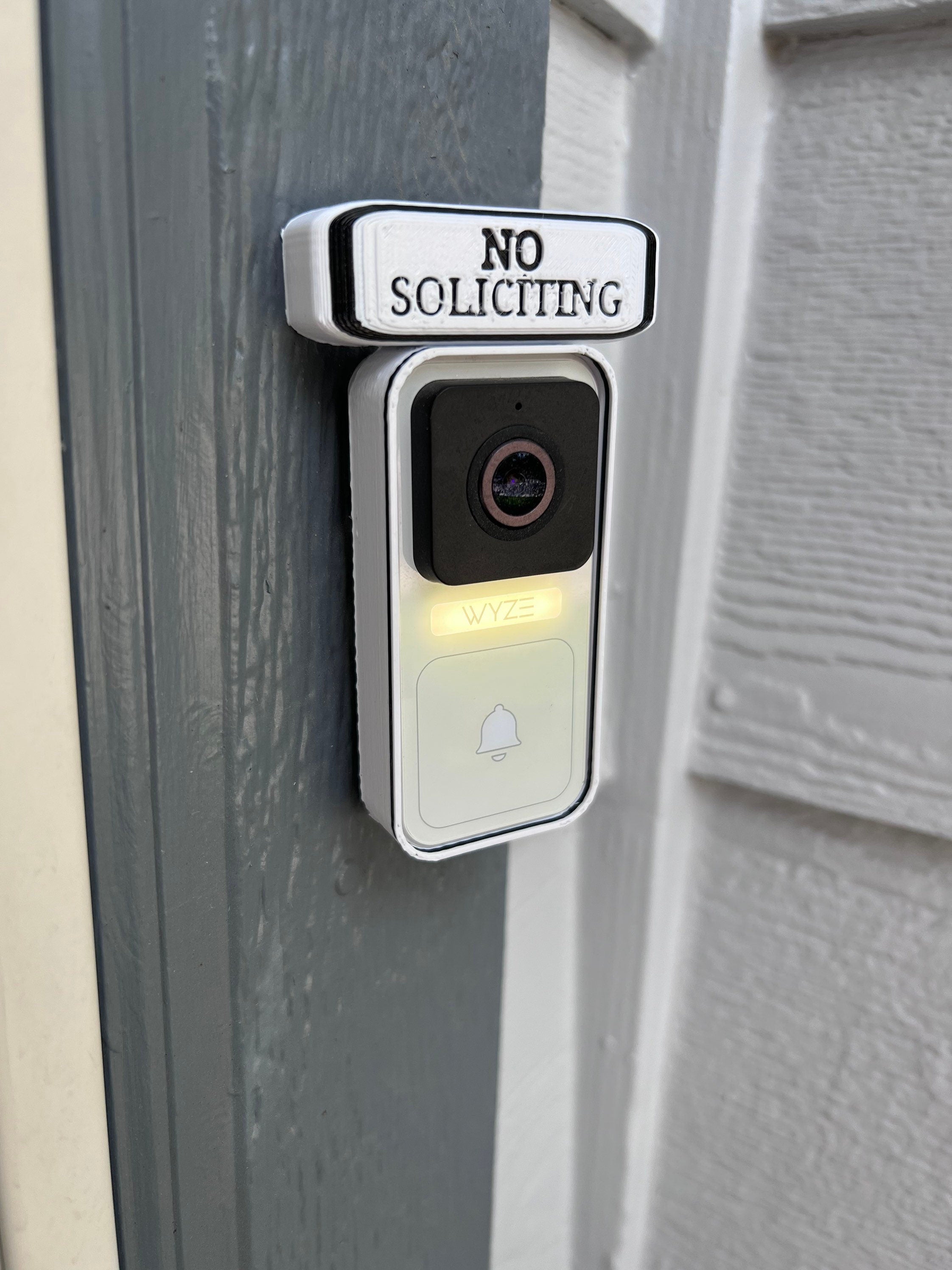 No Soliciting Sign | Wyze Doorbell Frame | Wired