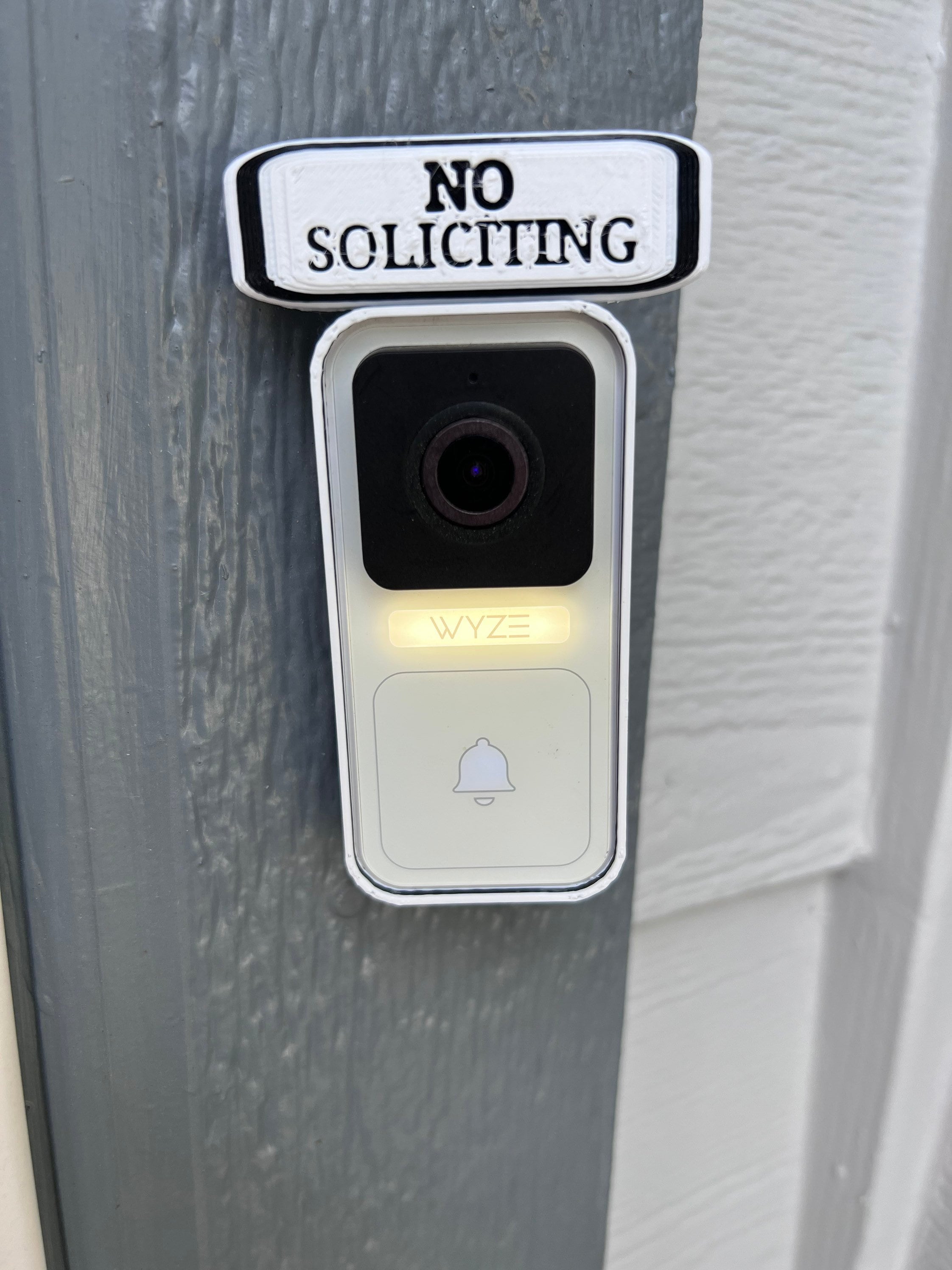 No Soliciting Sign | Wyze Doorbell Frame | Wired