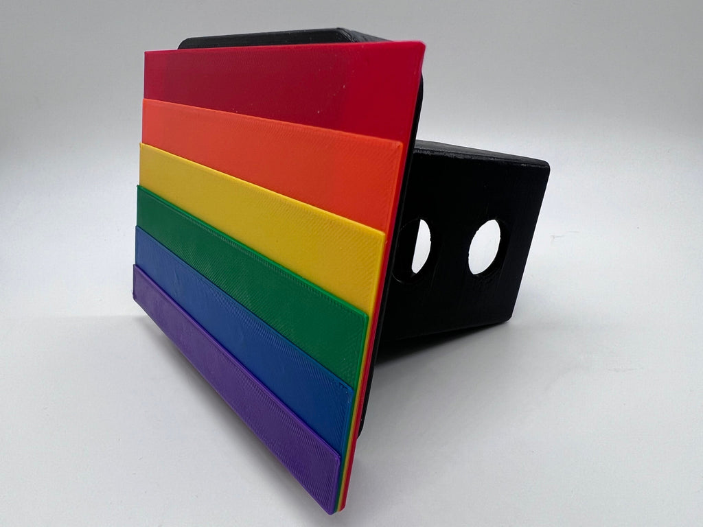 Pride Flag | 5” Wide Hitch Cover | 3D Printed | Fits 2" and 1-1/14” Receivers
