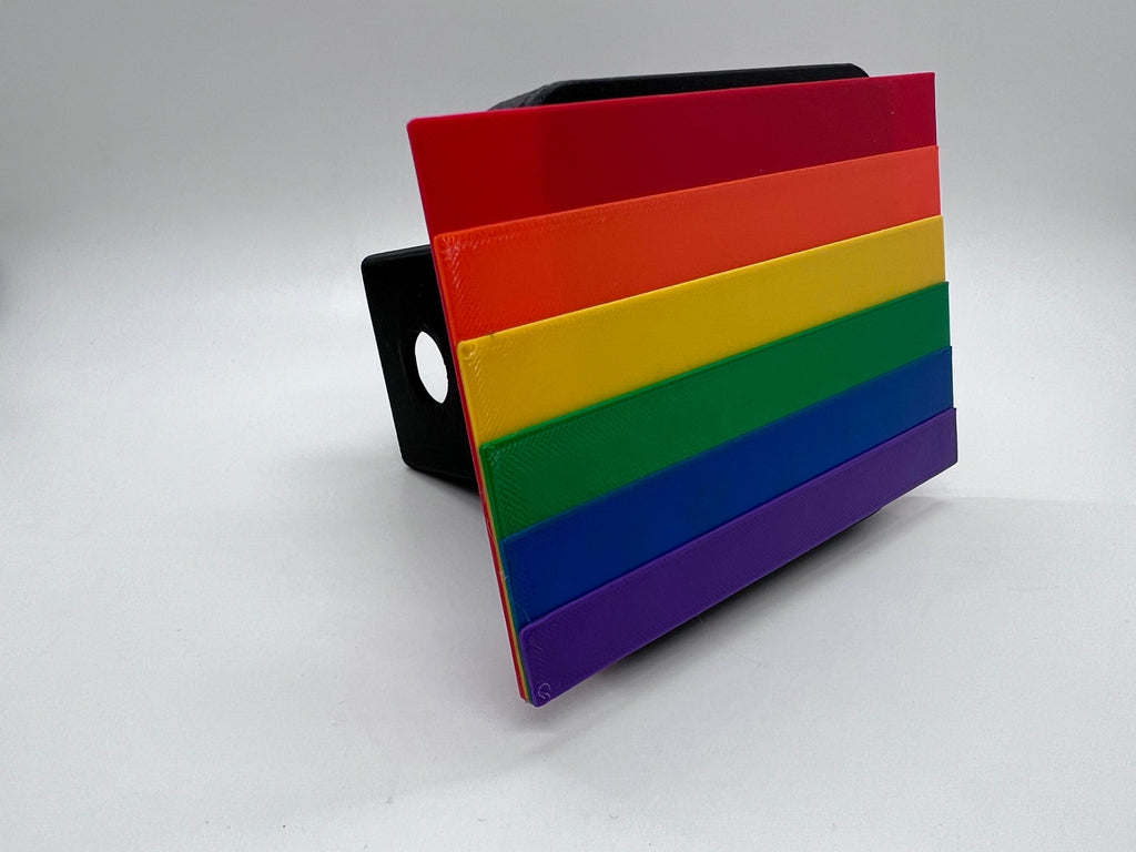 Pride Flag | 5” Wide Hitch Cover | 3D Printed | Fits 2" and 1-1/14” Receivers