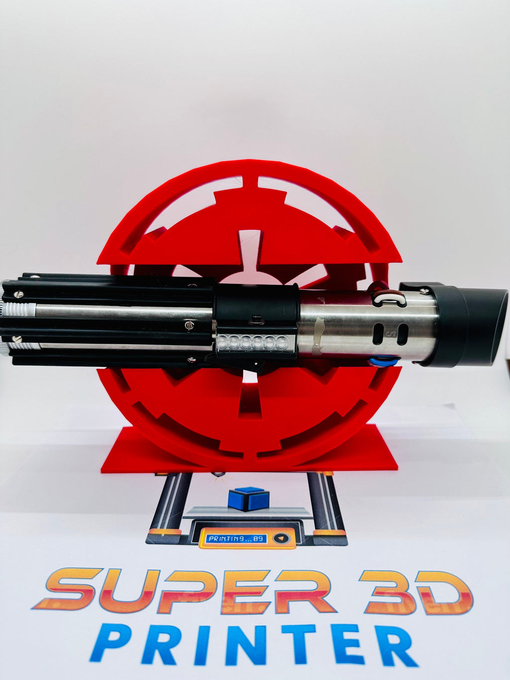 Lightsaber Logo Holder Display | 3D Printed | Galaxy's Edge | Savi's Workshop | Custom | Fancave | Mancave | Legacy Lightsaber | Kyber