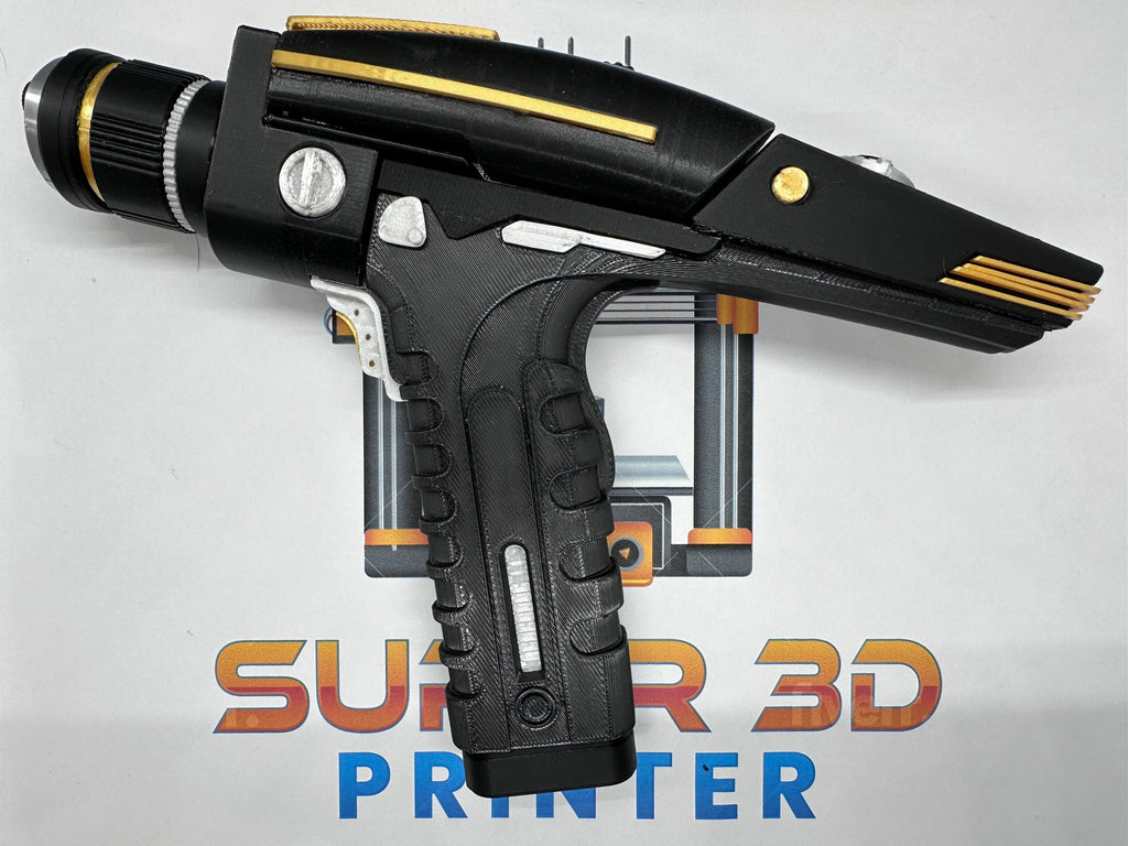 Phaser | Type II | Discovery | Pop-up Display | 3D Printed | In Color | No Assembly Required| TV Memorabilia Props | Cosplay Props | Costume