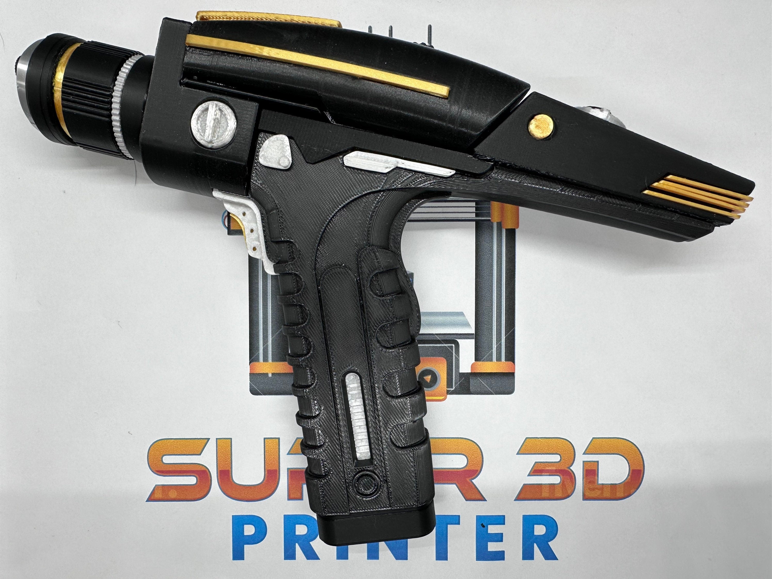 Phaser | Type II | Discovery | Pop-up Display | 3D Printed | In Color | No Assembly Required| TV Memorabilia Props | Cosplay Props | Costume