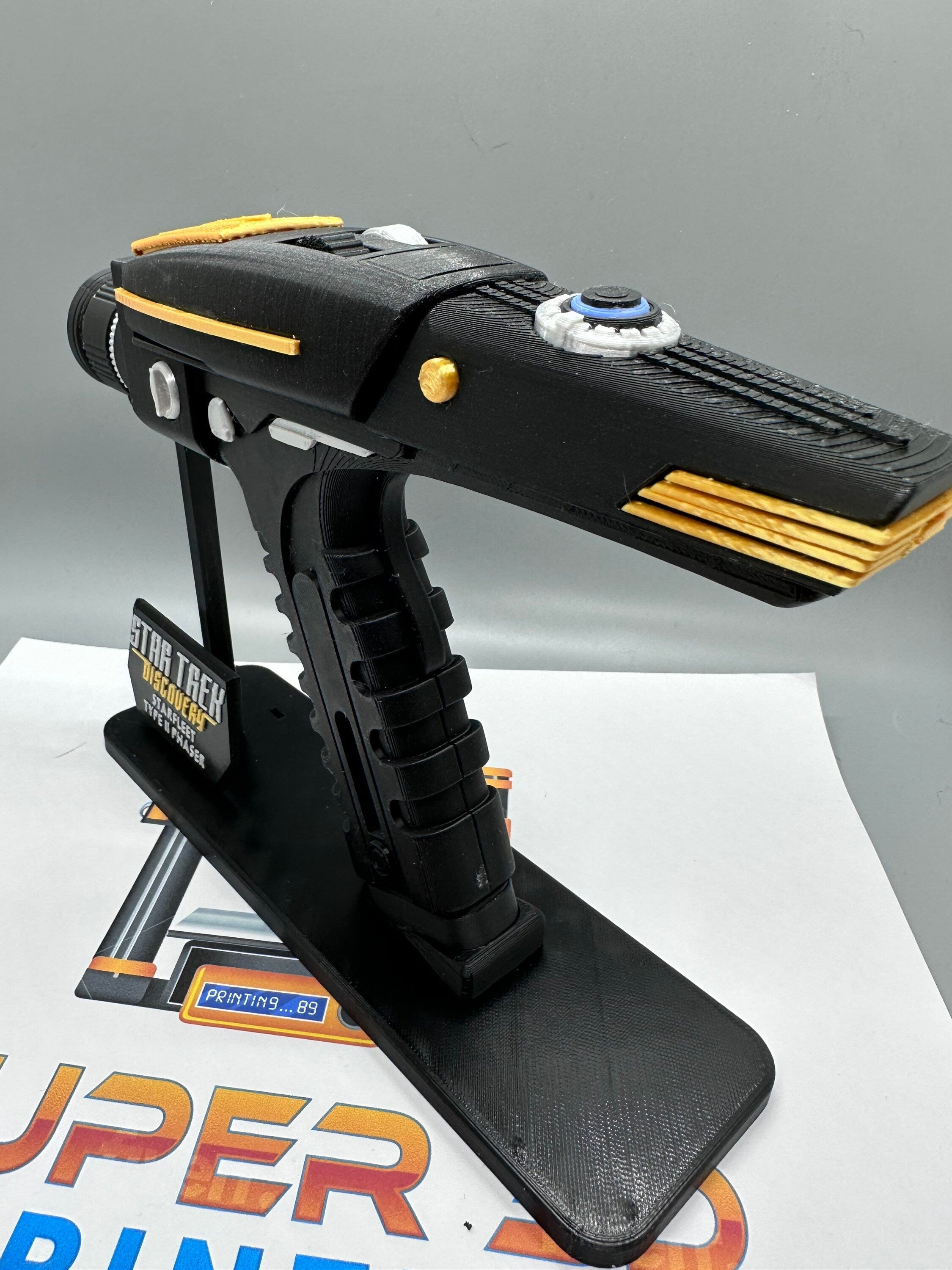 Phaser | Type II | Discovery | Pop-up Display | 3D Printed | In Color | No Assembly Required| TV Memorabilia Props | Cosplay Props | Costume