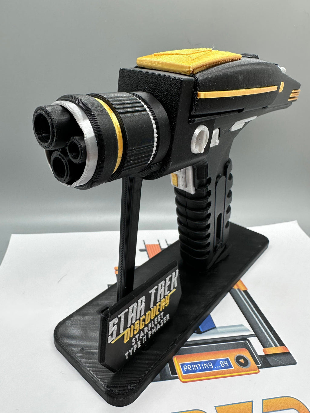 Phaser | Type II | Discovery | Pop-up Display | 3D Printed | In Color | No Assembly Required| TV Memorabilia Props | Cosplay Props | Costume