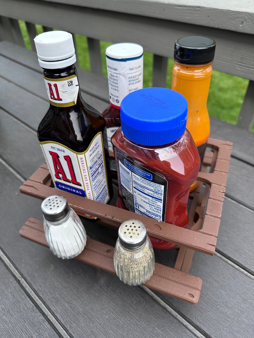 Picnic Table Condiment Holder | Perfect Outdoor Dining Accessory for BBQs, Parties, and Picnics | 3D Printed in Color | Easy Assembly