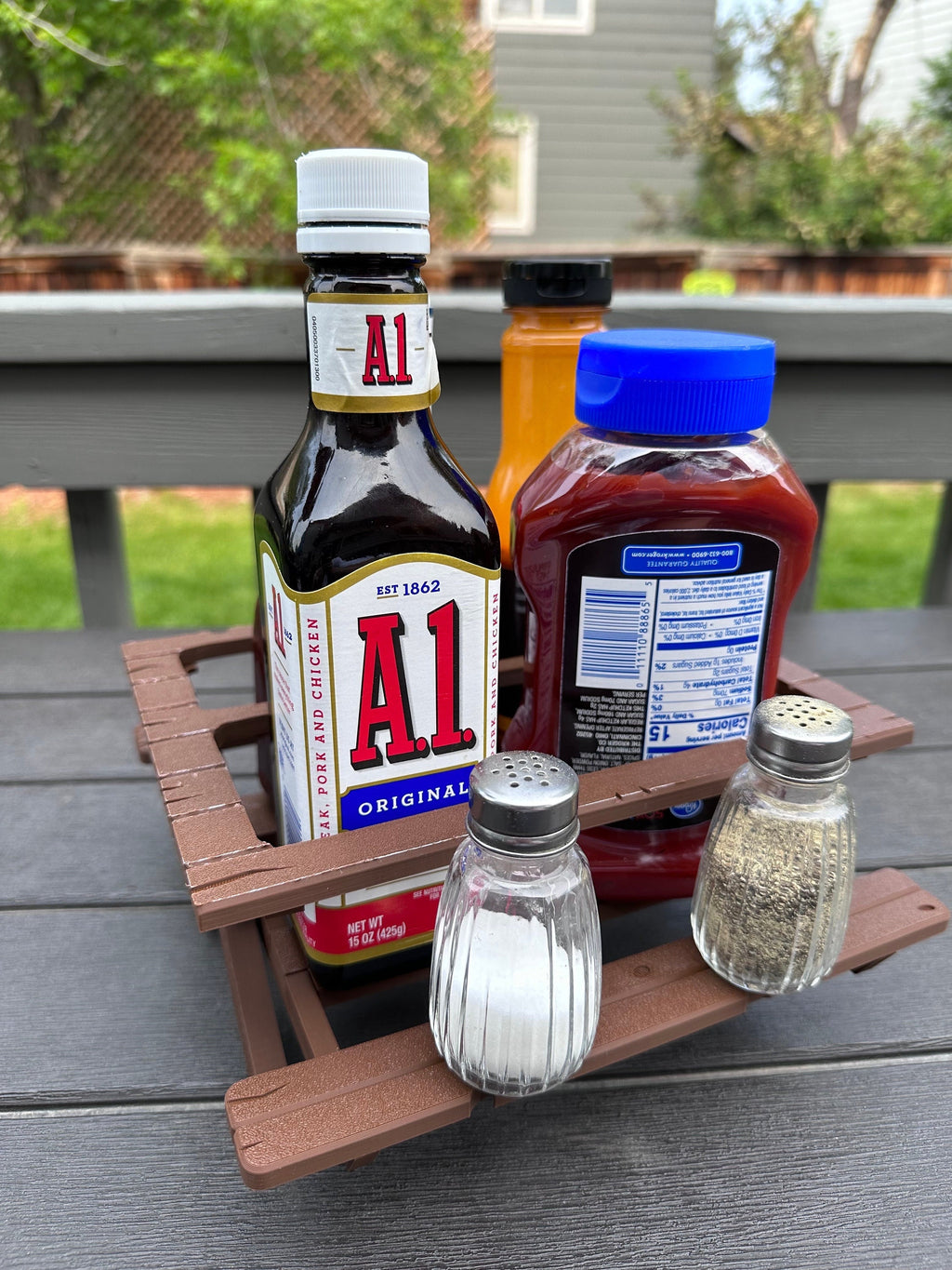 Picnic Table Condiment Holder | Perfect Outdoor Dining Accessory for BBQs, Parties, and Picnics | 3D Printed in Color | Easy Assembly
