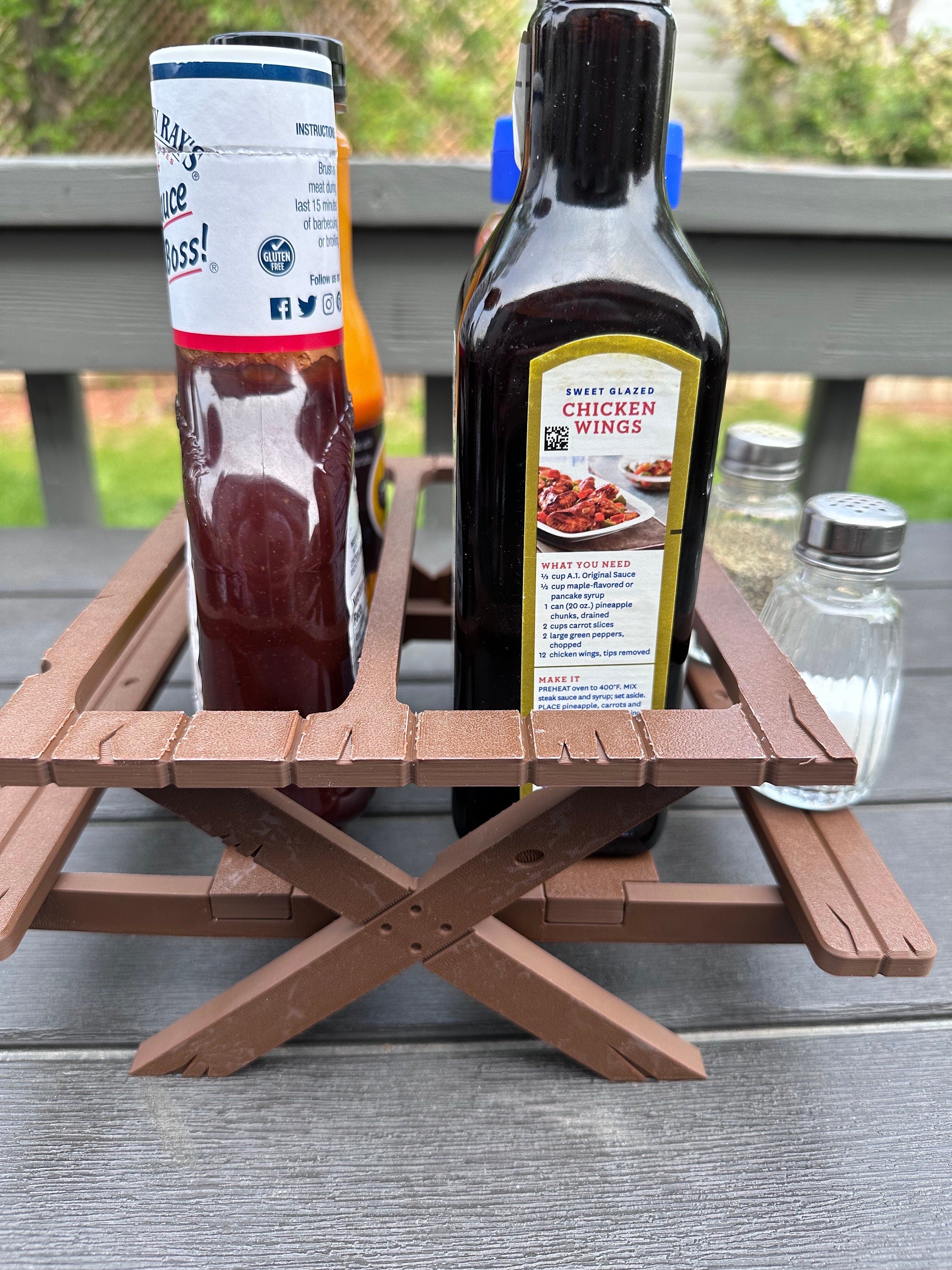 Picnic Table Condiment Holder | Perfect Outdoor Dining Accessory for BBQs, Parties, and Picnics | 3D Printed in Color | Easy Assembly