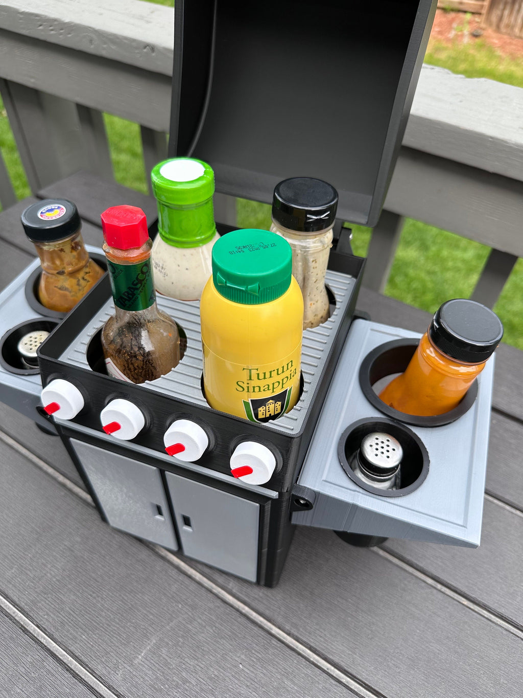 Grill-Inspired BBQ Condiment Holder | Stylish and Functional Accessory for Outdoor Grilling and Dining Experiences | 3D Printed in Color
