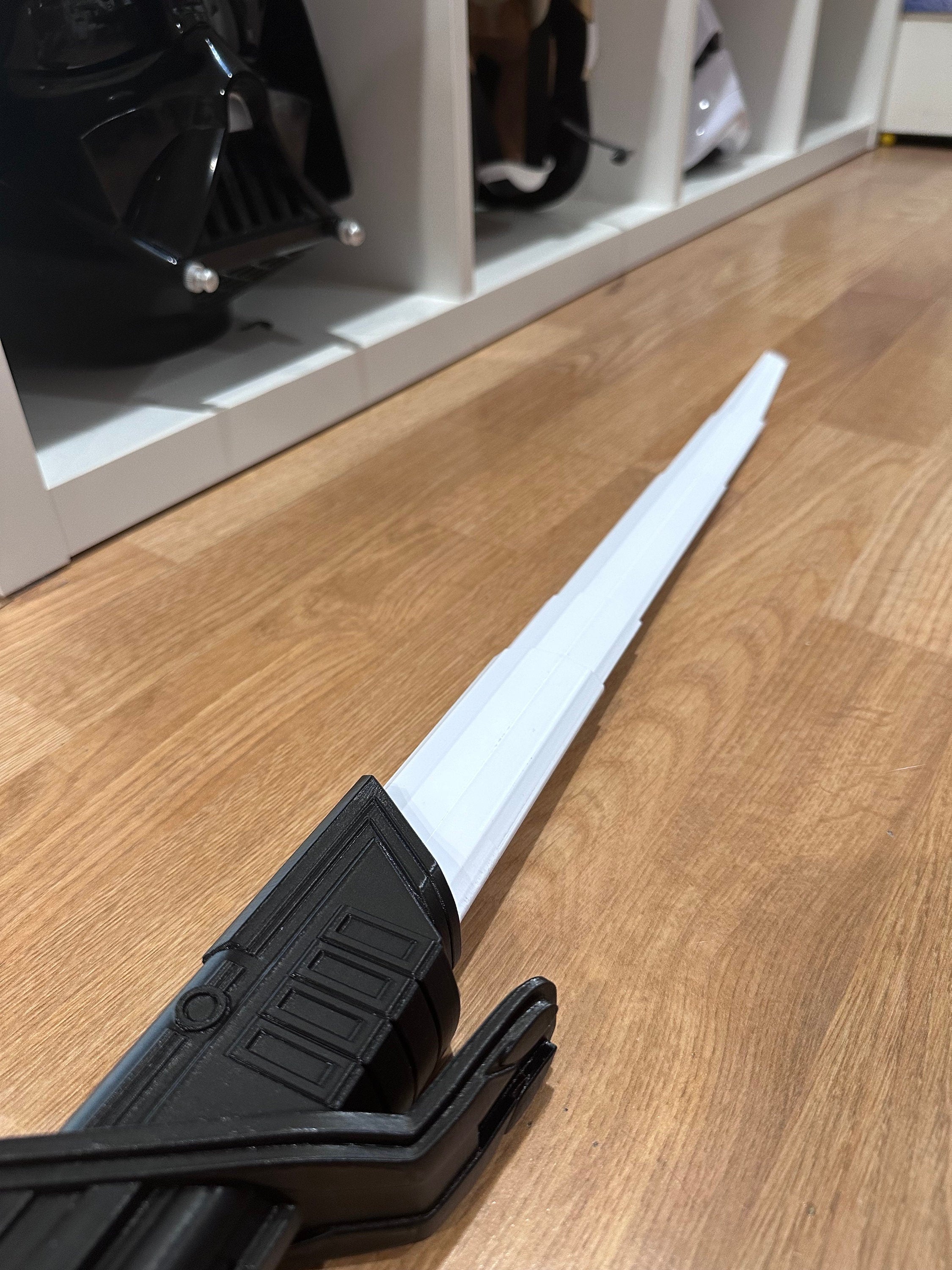 Collapsible Darksaber | No Paint Required | 3D Printed | Galaxy's Edge | Clone Wars | Lightsaber Display Mount on Desk or Wall