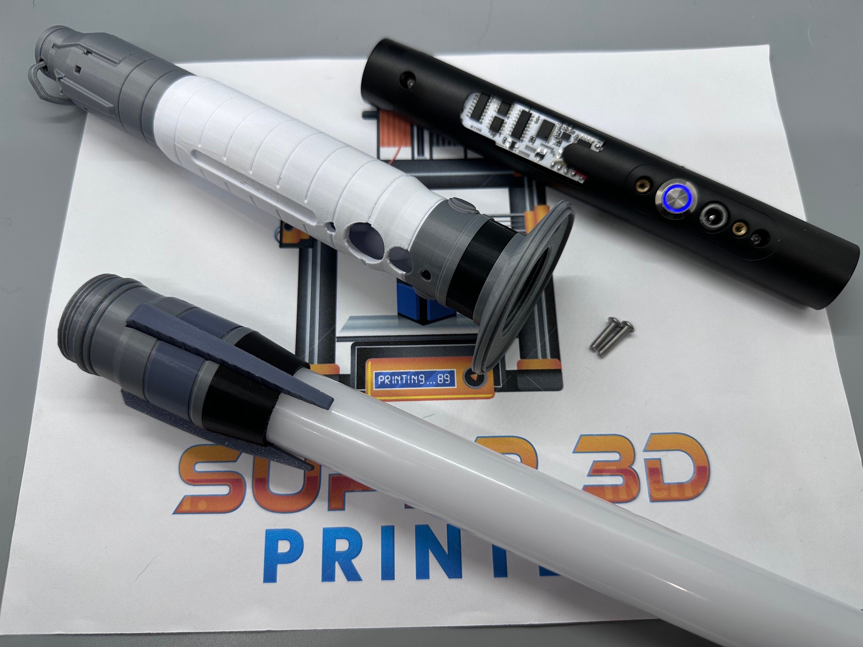 Shin Hati Lightsaber | Working Light Up with Sound | Functional | No Paint Required | 3D Printed | Ahsoka | Lightsaber Display Mount