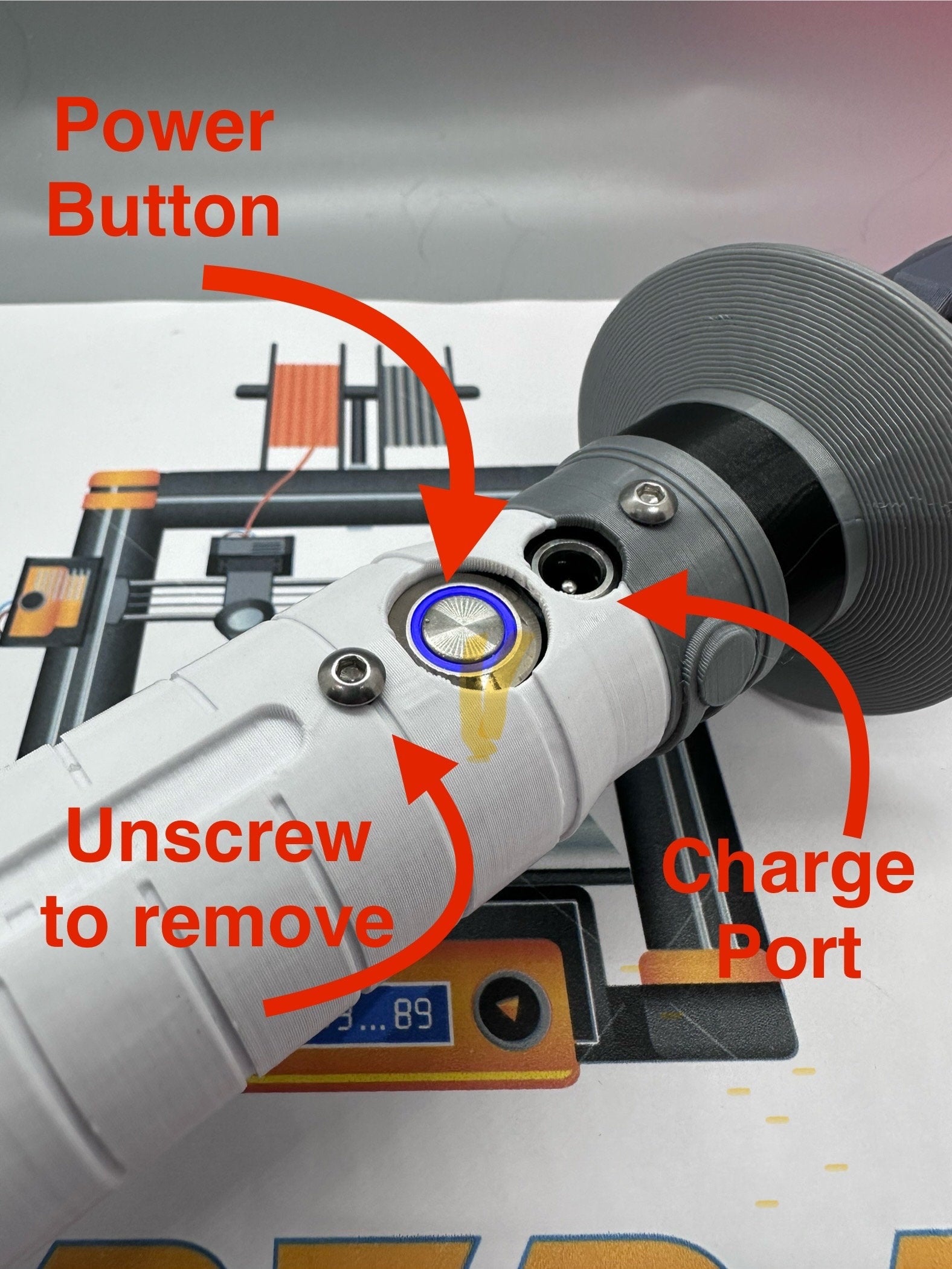 Shin Hati Lightsaber | Working Light Up with Sound | Functional | No Paint Required | 3D Printed | Ahsoka | Lightsaber Display Mount