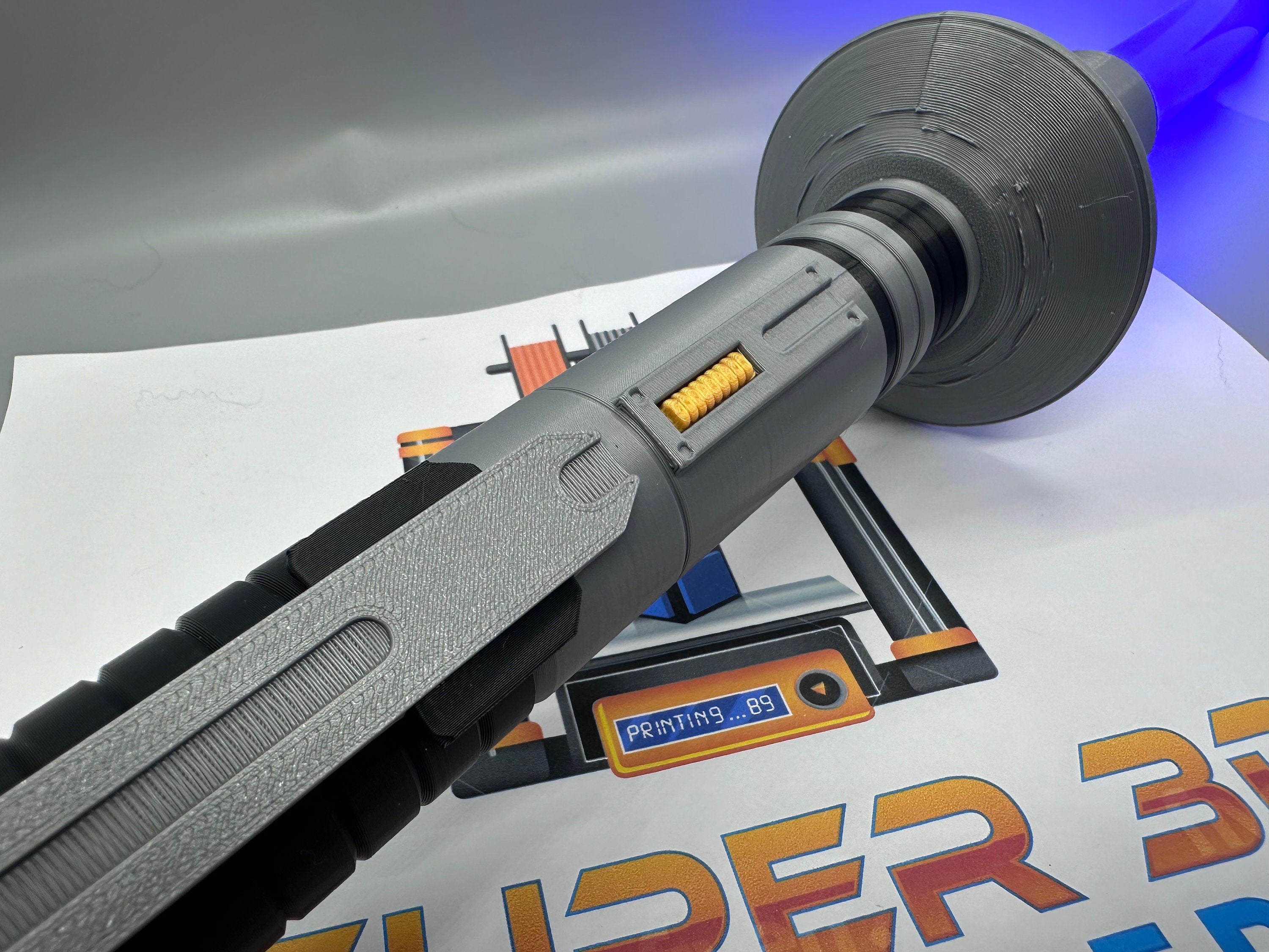 Ezra's Third Lightsaber | Working Light Up with Sound | Functional | No Paint Required | 3D Printed | Ahsoka | Lightsaber Display Mount