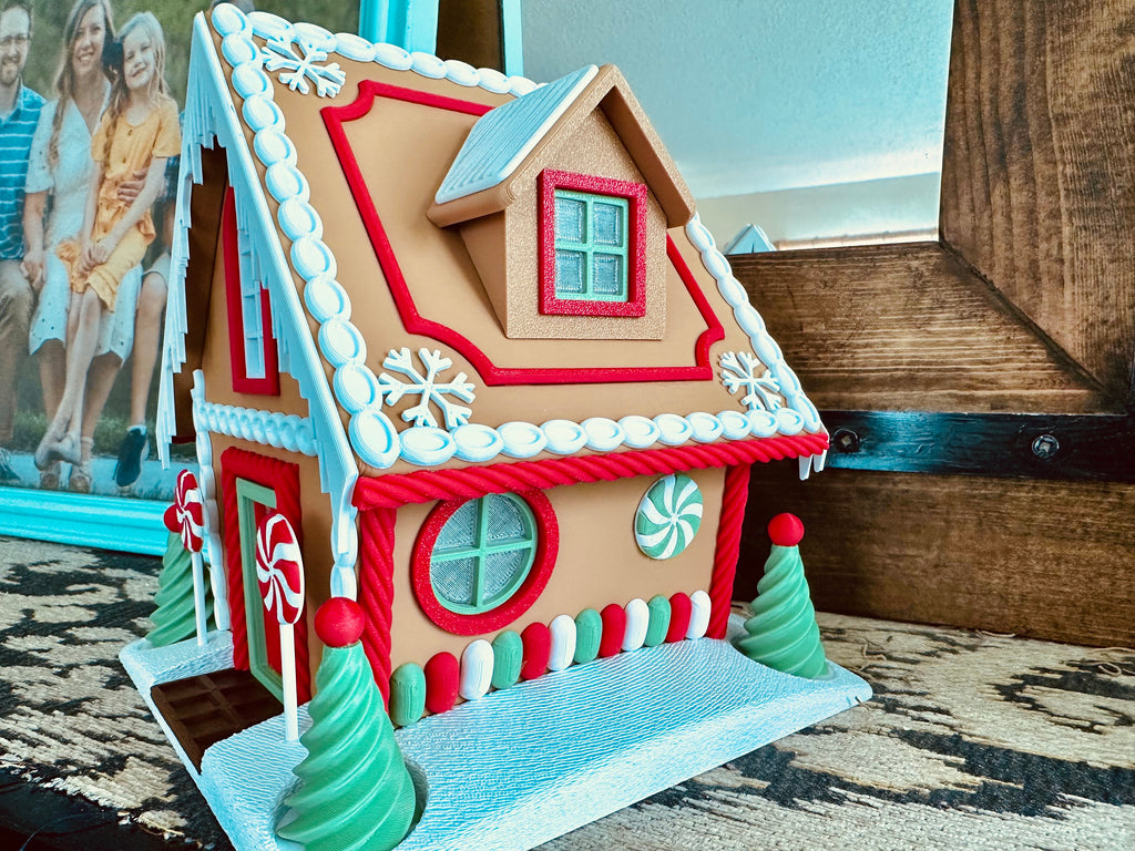3D Printed Gingerbread House Kit or Completed | No Paint Required | Effortless Holiday Charm!