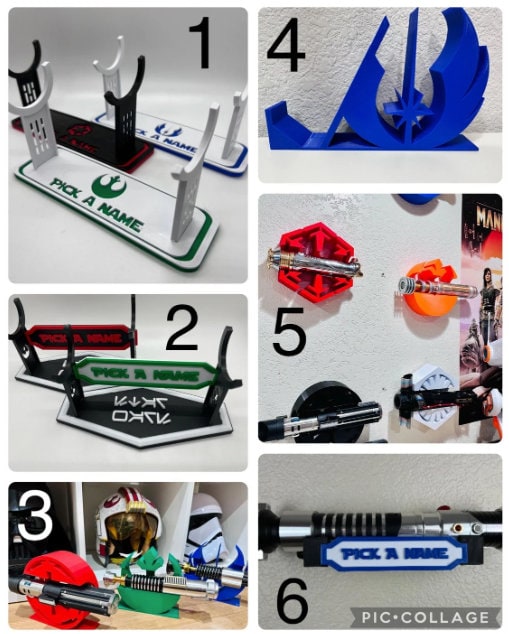 Qu Rahn Lightsaber | No Paint Required | 3D Printed | Dark Forces | Clone Wars | Lightsaber Display Mount on Desk or Wall