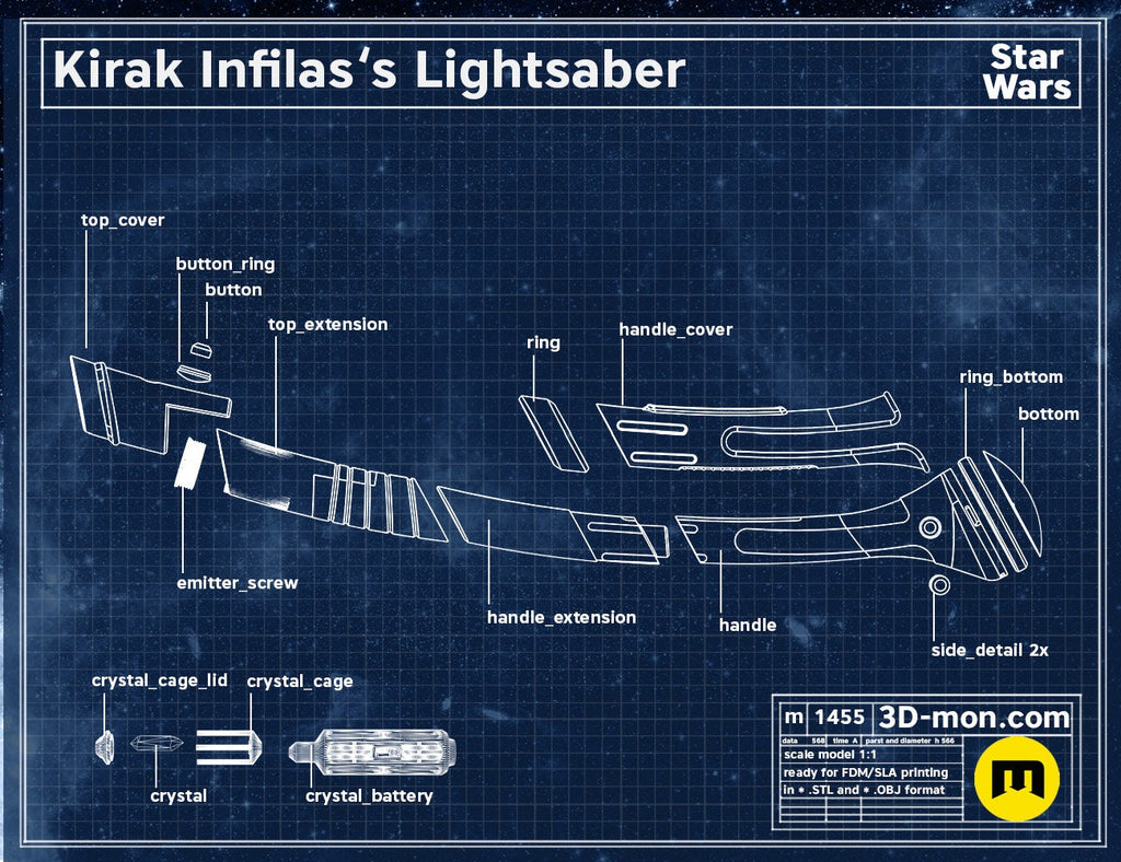 Kirak Infil'a's Lightsaber | No Paint Required | 3D Printed | Dark Forces | Clone Wars | Lightsaber Display Mount on Desk or Wall