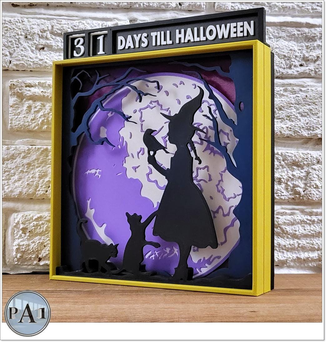Halloween Countdown Calendar: 3D Printed Witch, Cats, Haunted House