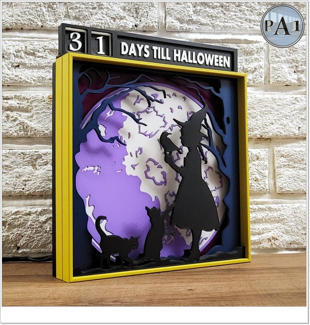 Halloween Countdown Calendar: 3D Printed Witch, Cats, Haunted House