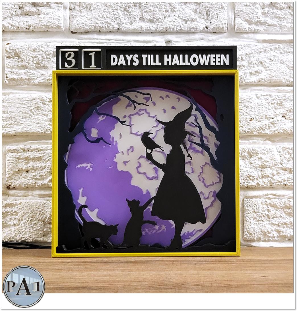 Halloween Countdown Calendar: 3D Printed Witch, Cats, Haunted House