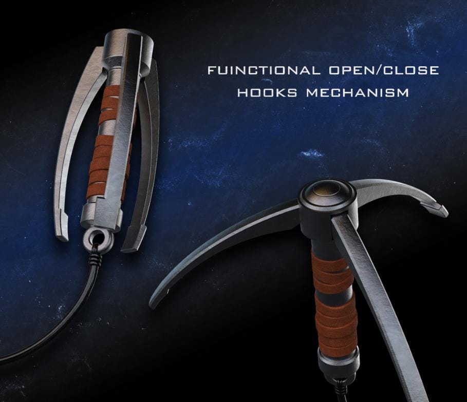 Kay Vess Grappling Hook: 3D Printed Video Game Prop