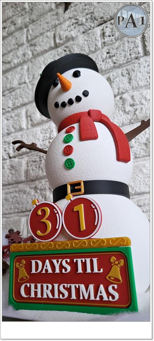 3D Printed Snowman Christmas Countdown: Interchangeable Tiles, Holiday Decor