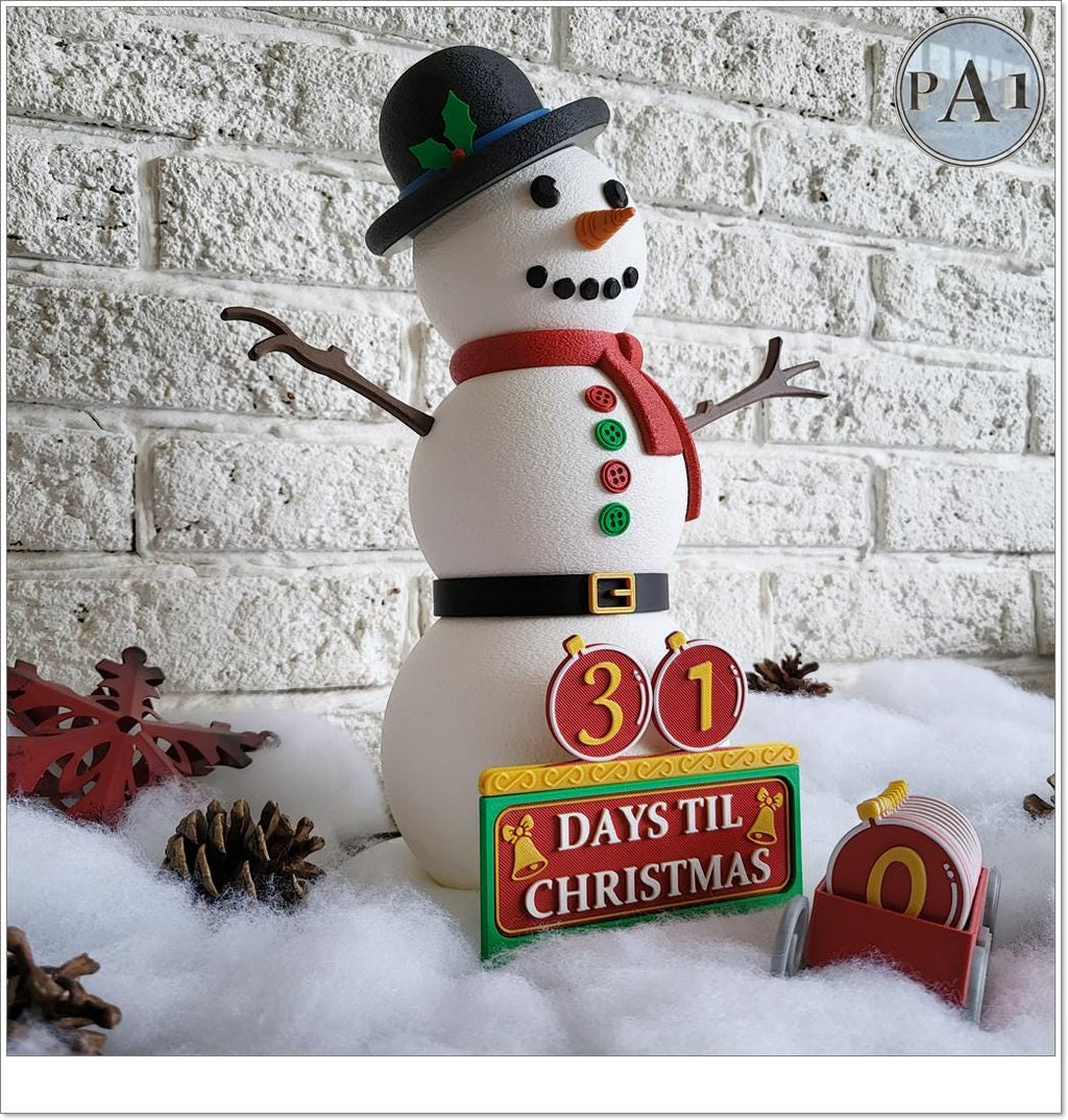 3D Printed Snowman Christmas Countdown: Interchangeable Tiles, Holiday Decor