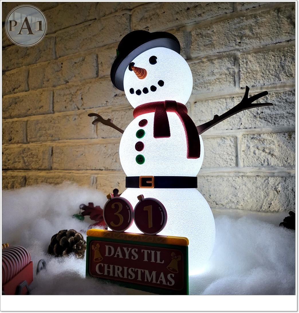 3D Printed Snowman Christmas Countdown: Interchangeable Tiles, Holiday Decor