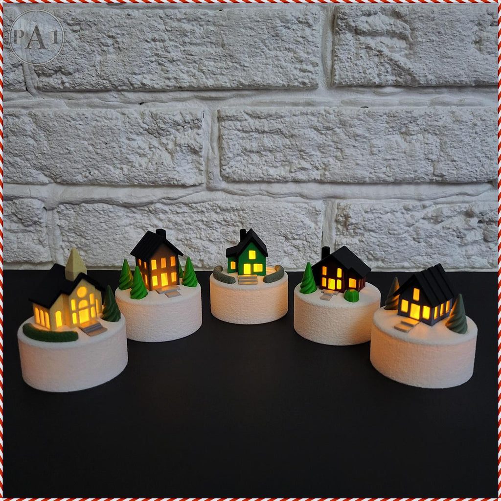 Mini Christmas Village | 3D Printed Display | Tea Lights | Cozy cottage | Winter Church