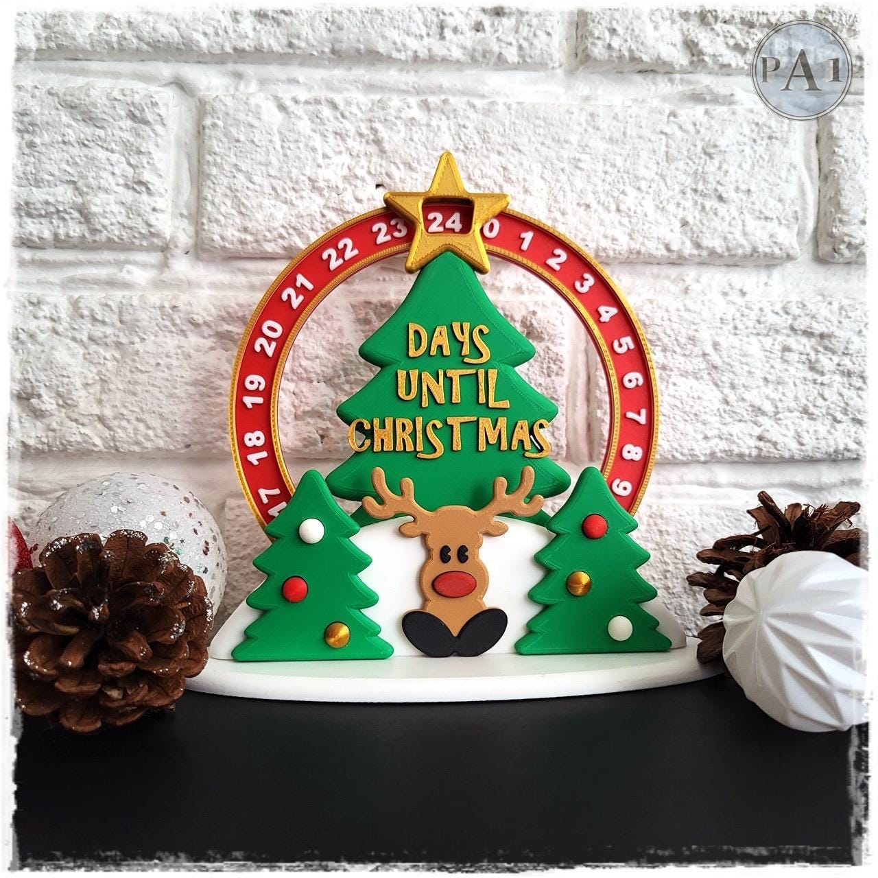 3D Printed Christmas Countdown: Holiday Decor with Reindeer & Tree