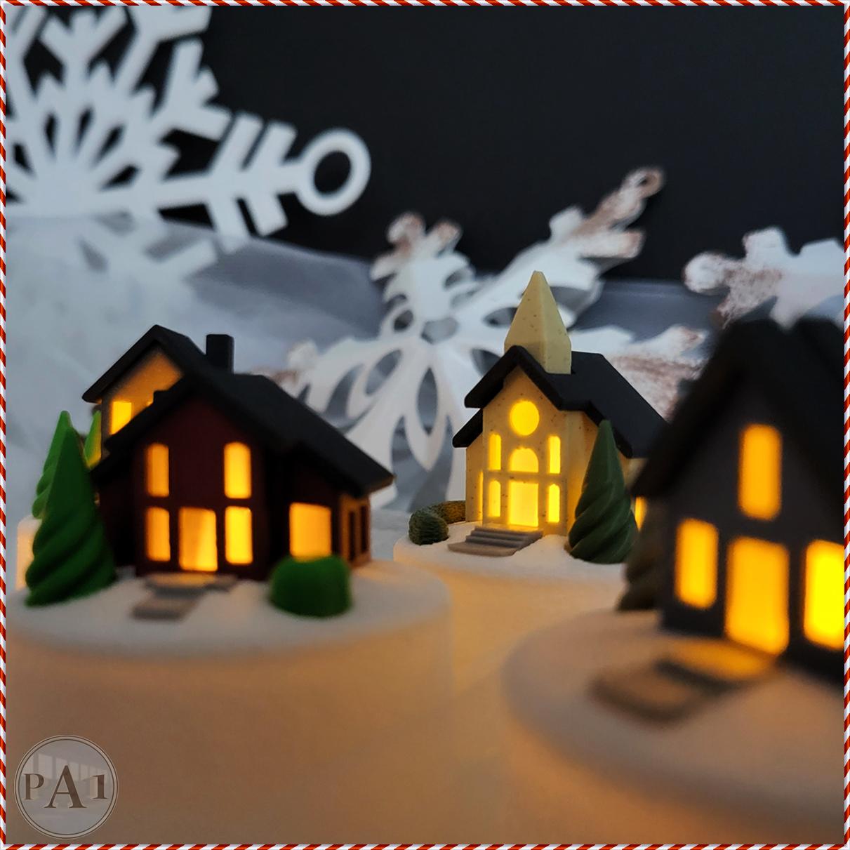 Mini Christmas Village | 3D Printed Display | Tea Lights | Cozy cottage | Winter Church