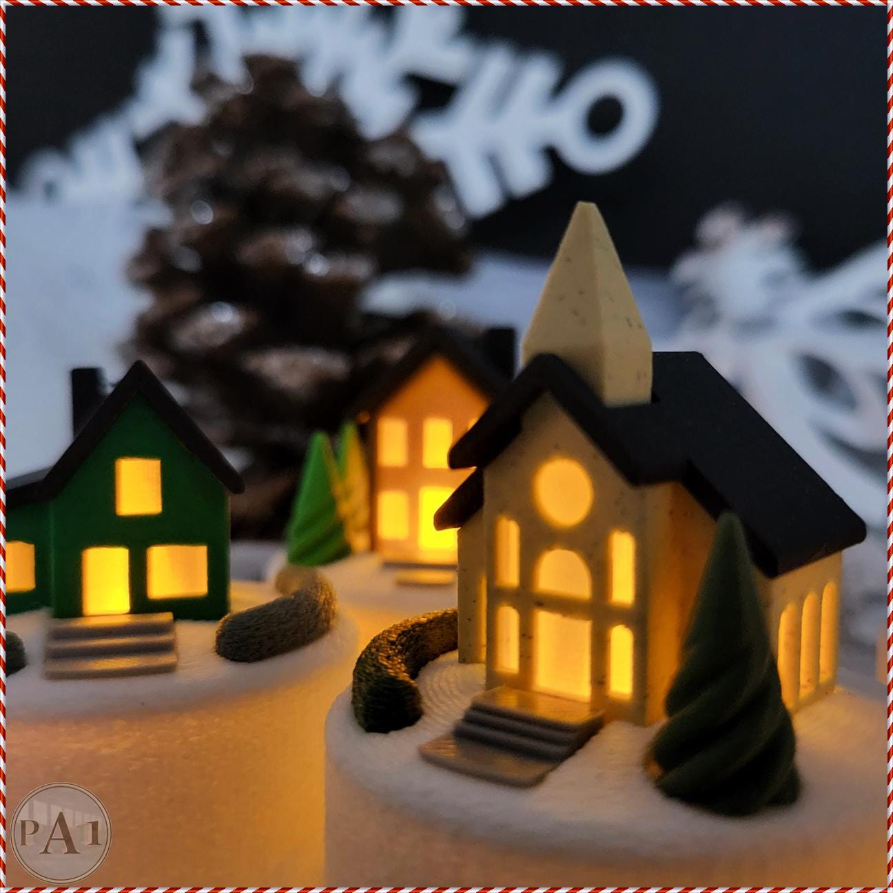Mini Christmas Village | 3D Printed Display | Tea Lights | Cozy cottage | Winter Church