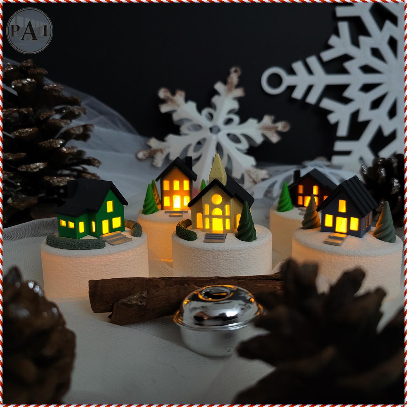 Mini Christmas Village | 3D Printed Display | Tea Lights | Cozy cottage | Winter Church
