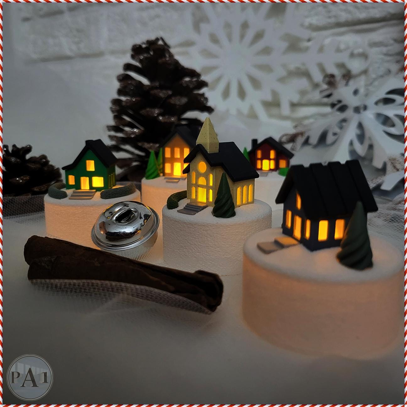 Mini Christmas Village | 3D Printed Display | Tea Lights | Cozy cottage | Winter Church