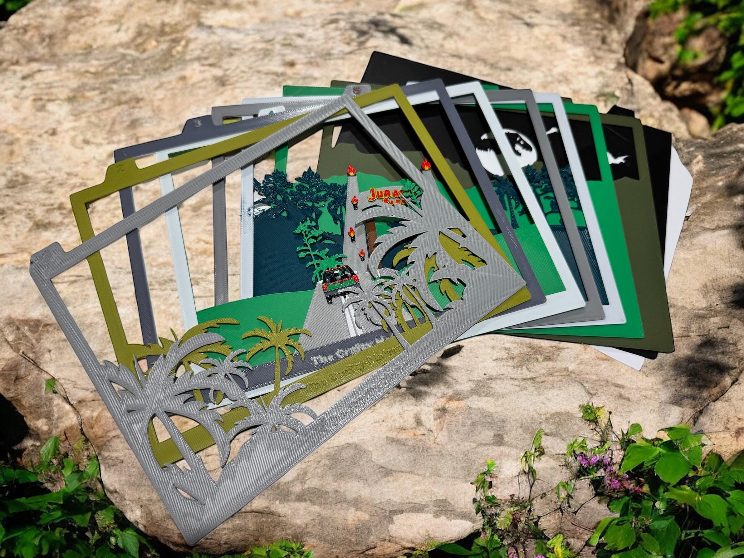 Jurassic Park Shadow Box: 3D Printed Layered Silhouette Art