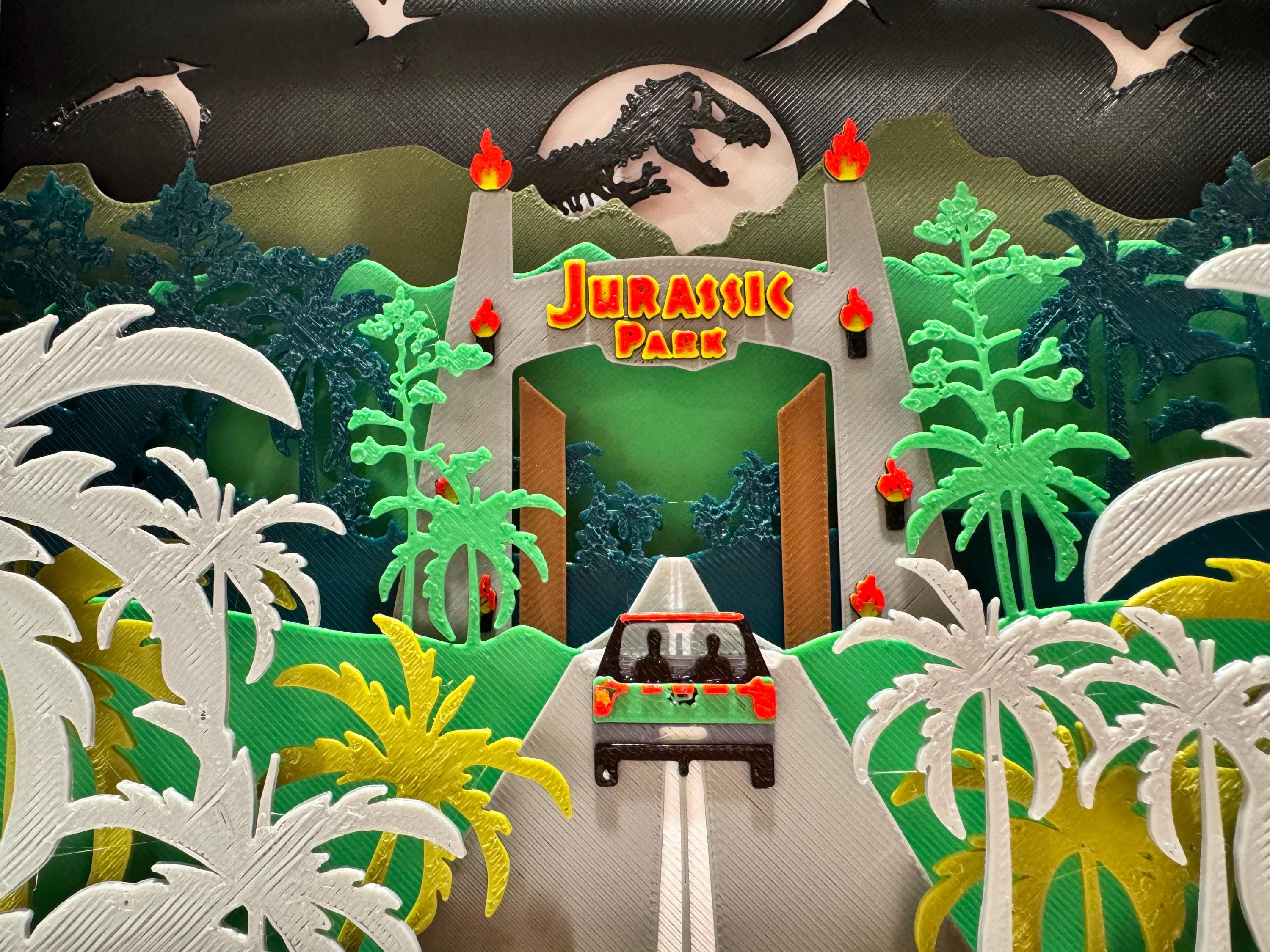 Jurassic Park Shadow Box: 3D Printed Layered Silhouette Art