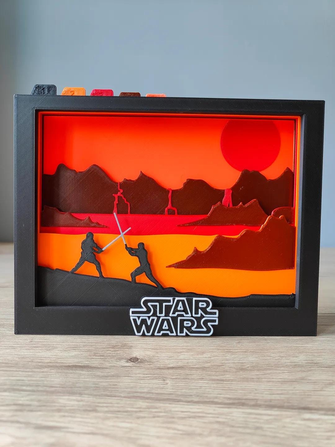 Anakin vs Obi-Wan Shadow Box: 3D Printed Layered Art