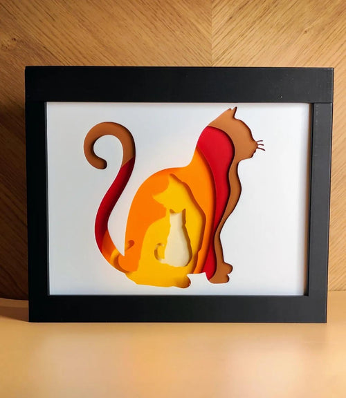 3D Printed Cat Shadow Box: Layered Silhouette Art