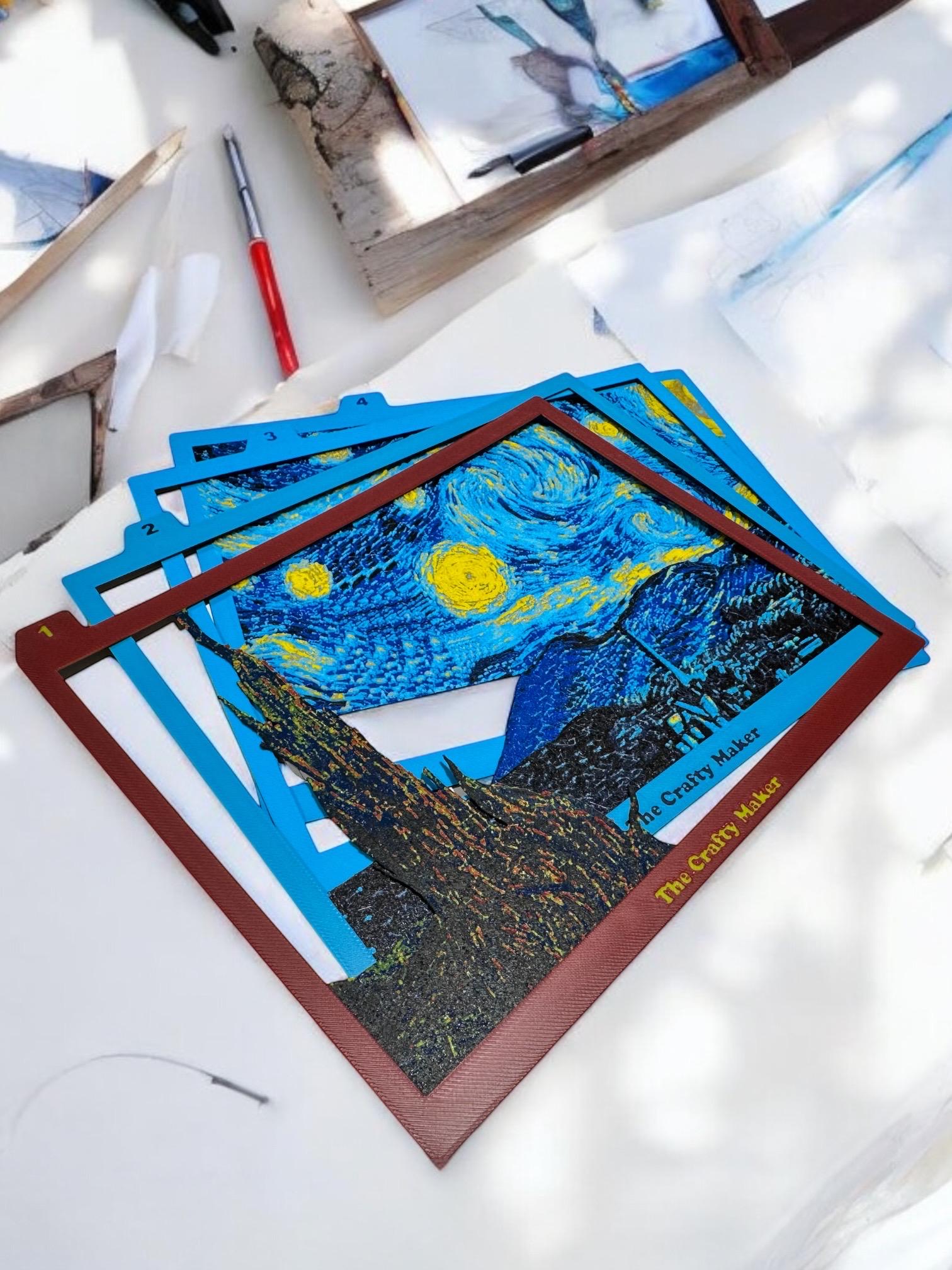 Starry Night Shadow Box: 3D Printed Van Gogh Layered Art