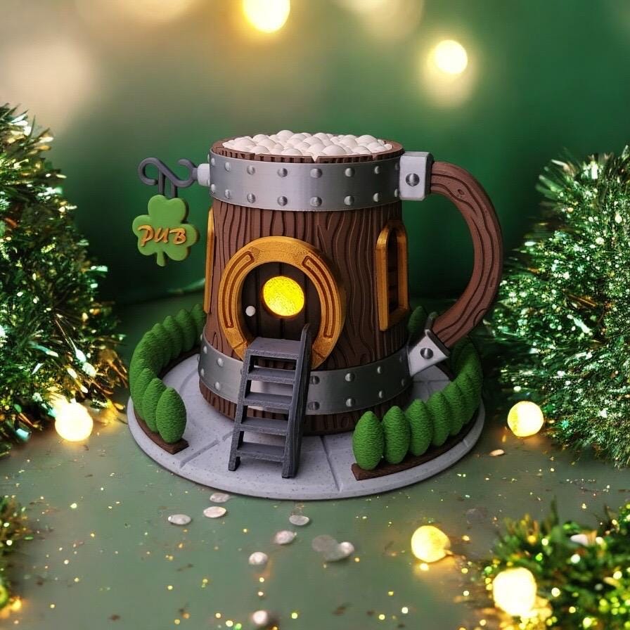 St Patrick's Day Beer Mug | 3D Printed | In Color | Tea Lights | Fairy Garden