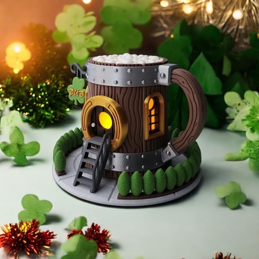 St Patrick's Day Beer Mug | 3D Printed | In Color | Tea Lights | Fairy Garden