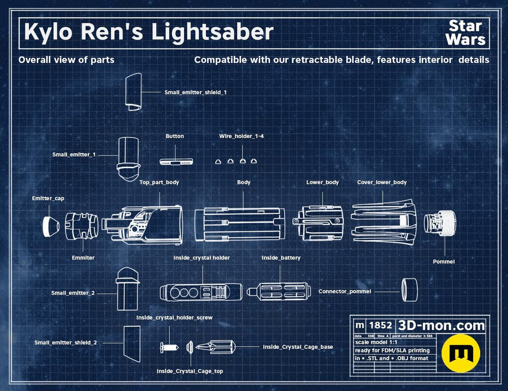 Kylo Ren's Lightsaber | No Paint Required | 3D Printed | Galaxy's Edge | Clone Wars | Lightsaber Display Mount on Desk or Wall