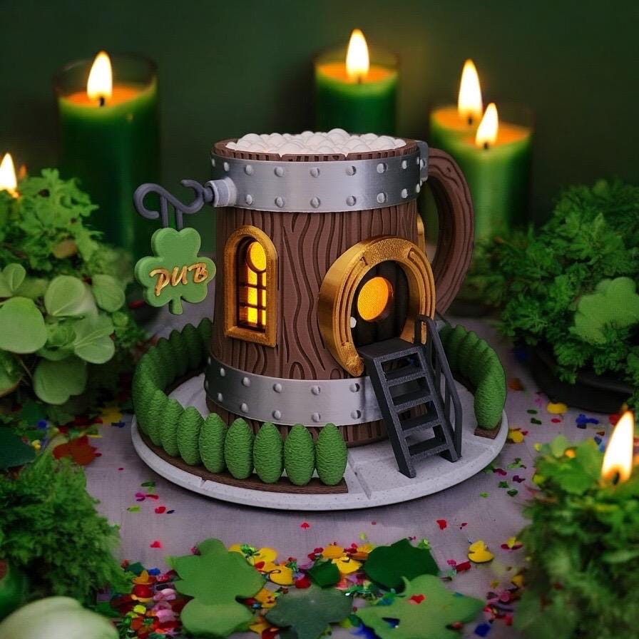 St Patrick's Day Beer Mug | 3D Printed | In Color | Tea Lights | Fairy Garden