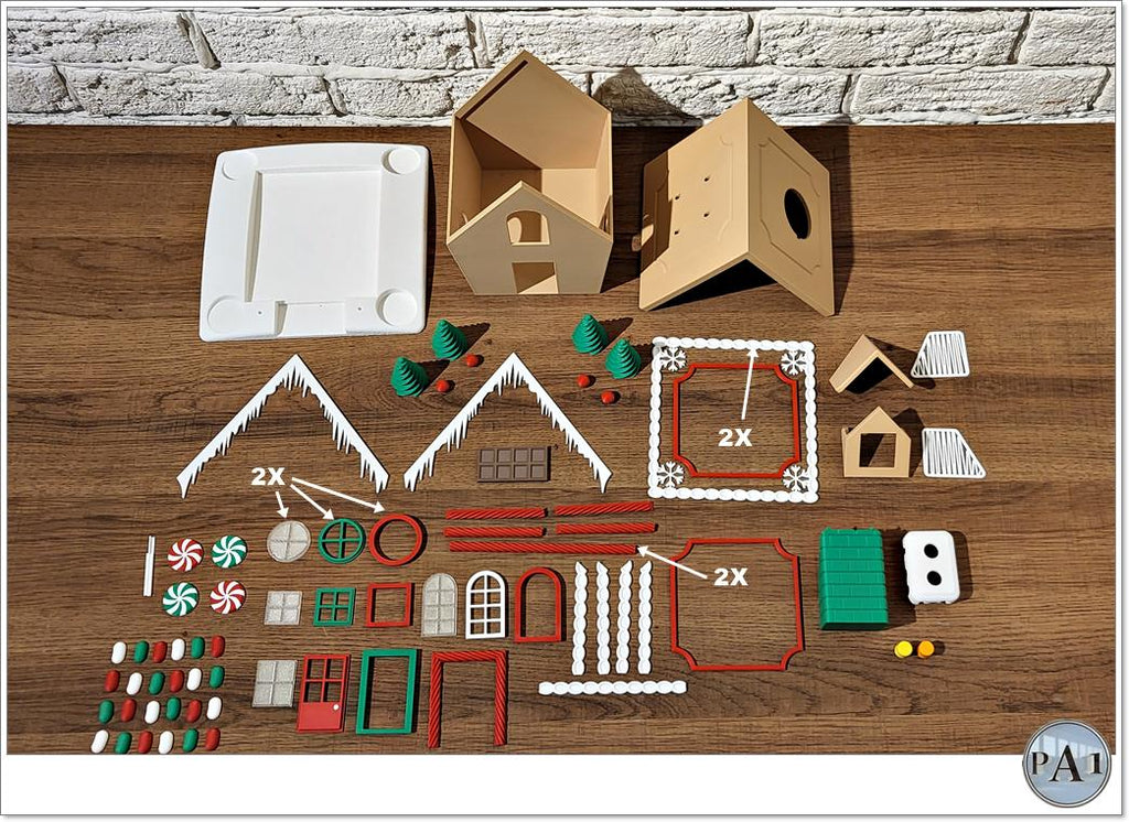 3D Printed Gingerbread House Kit or Completed | No Paint Required | Effortless Holiday Charm!