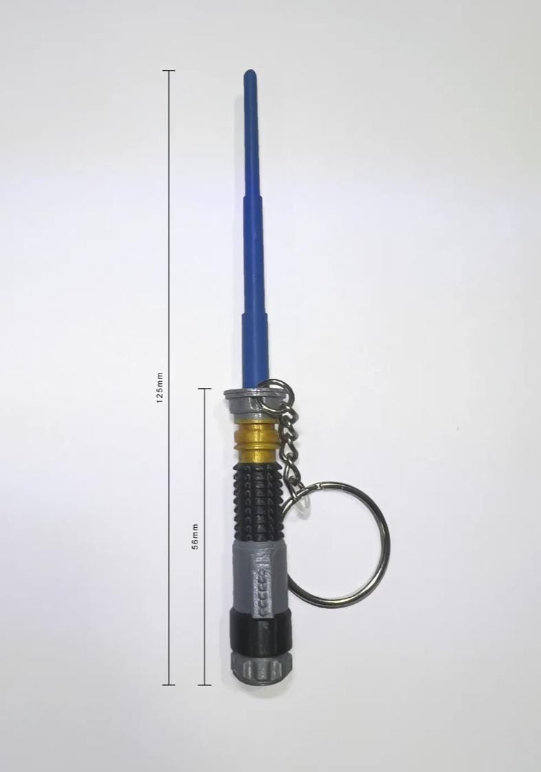 Retractable Lightsaber Keychain | Full Color | No Paint Required | 3D Printed