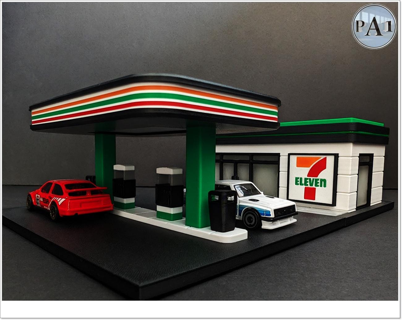 7-11 Diorama – Hot Wheels Scale – 3D Printed – Full Color Printed Display, 1:64 Scale Accessory